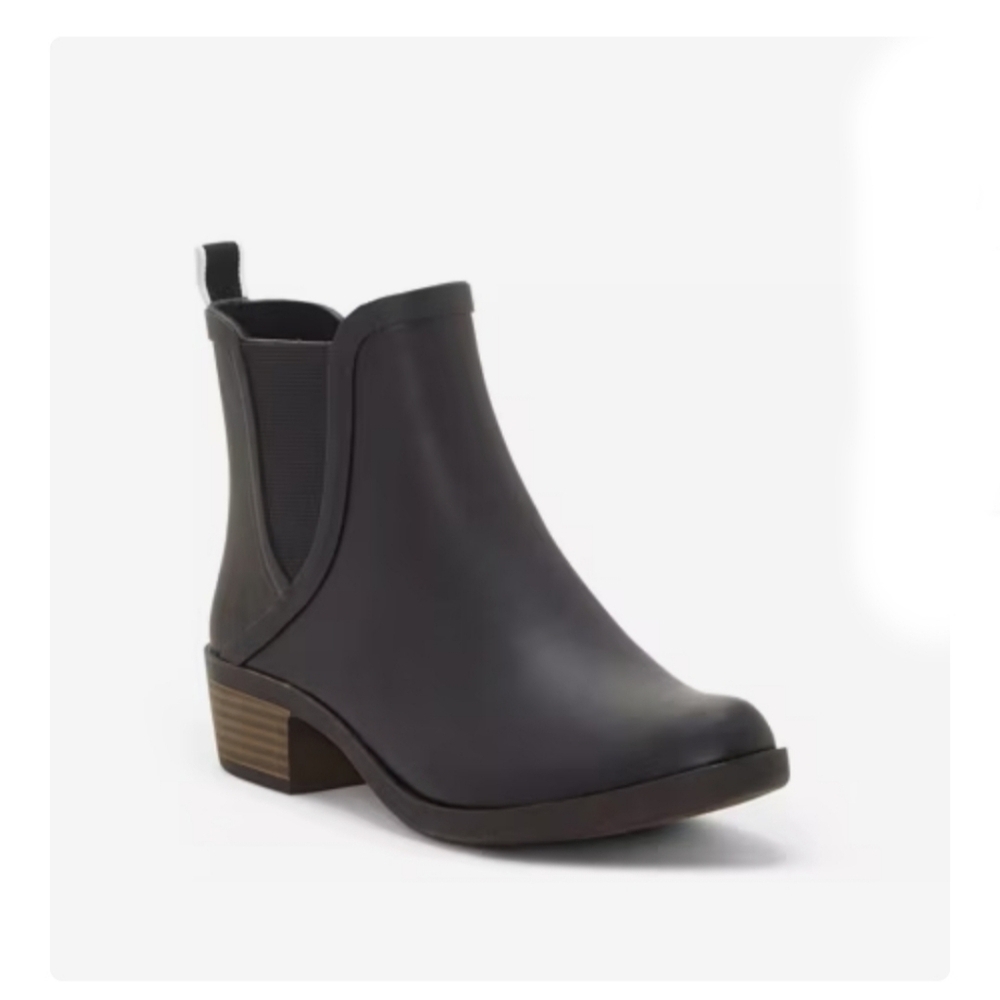 Lucky Brand Basel Black Rain Boots Size 8 Waterproof Chelsea Booties - Picture 1 of 10